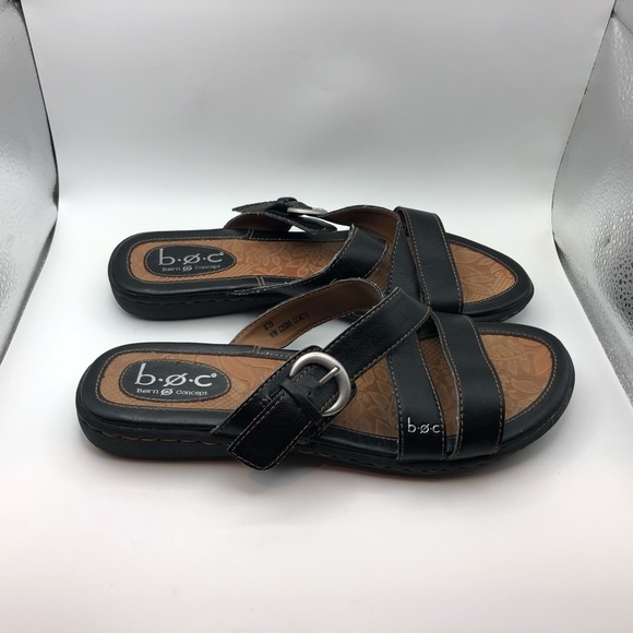 Born BOC black leather strappy sandals size 8 - Picture 2 of 9